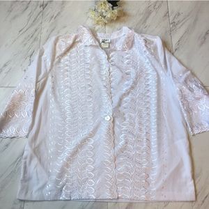 Vintage LORI | White Blouse Jacket Scalloped Edges